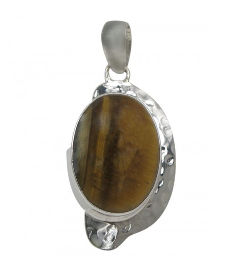 Oval Tiger Eye Pendant, Sterling Silver